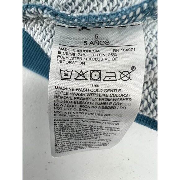 Janie and Jack Boys Size 5 Teal Blue Palm Print Slub French Terry Sweatshirt - Picture 4 of 8